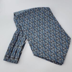 Blue Geometric Pattern Ascot Tie