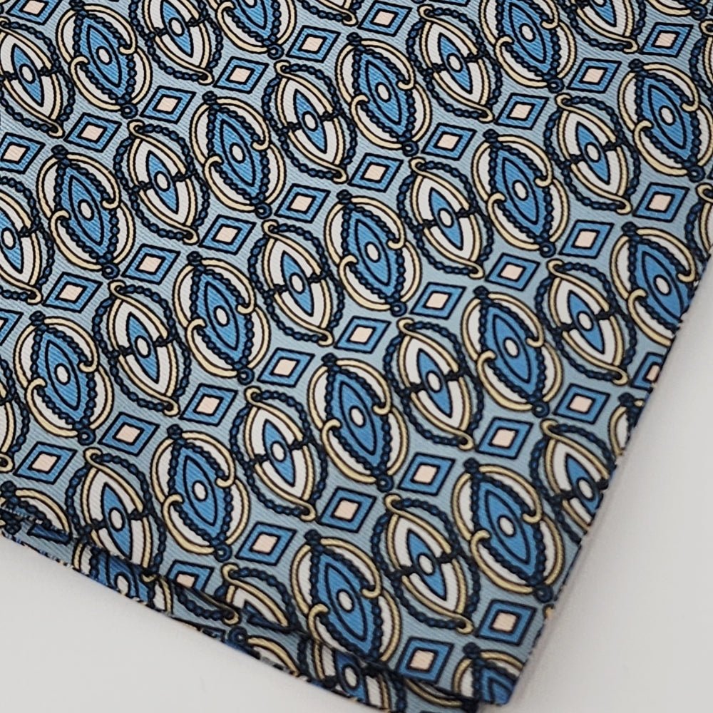 Blue Geometric Pattern Ascot Tie - Image 3