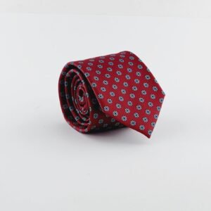 Burgundy Geometric Pattern Woven Necktie