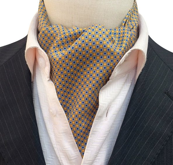 Gold Micro Pattern Ascot Tie - Image 2