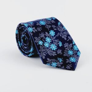 Navy Blue Floral Woven Necktie