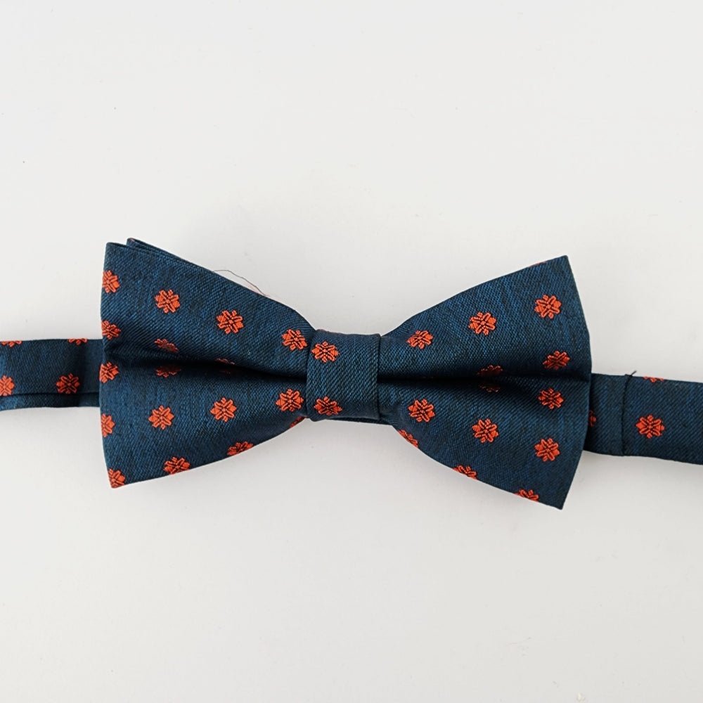 Navy Blue Red Pattern Bow Tie