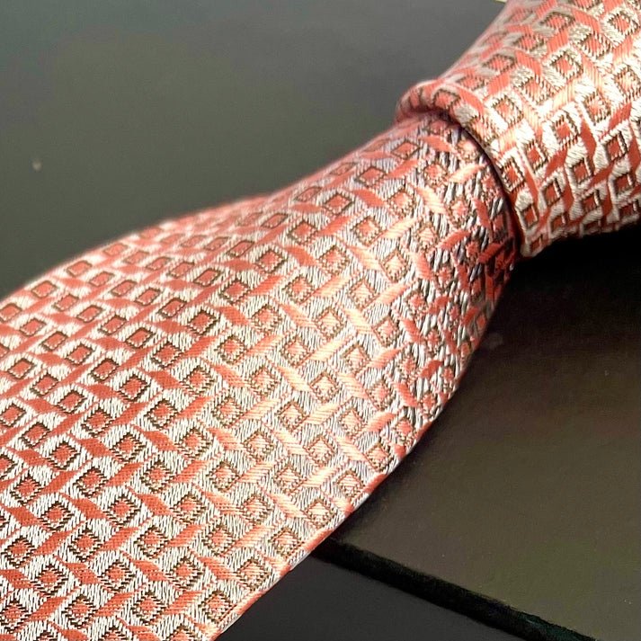 Peach Geometric Pattern Tie - Image 2
