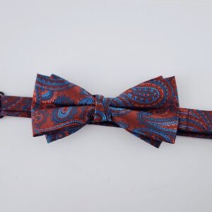 Rust Orange Blue Paisley Bow Tie